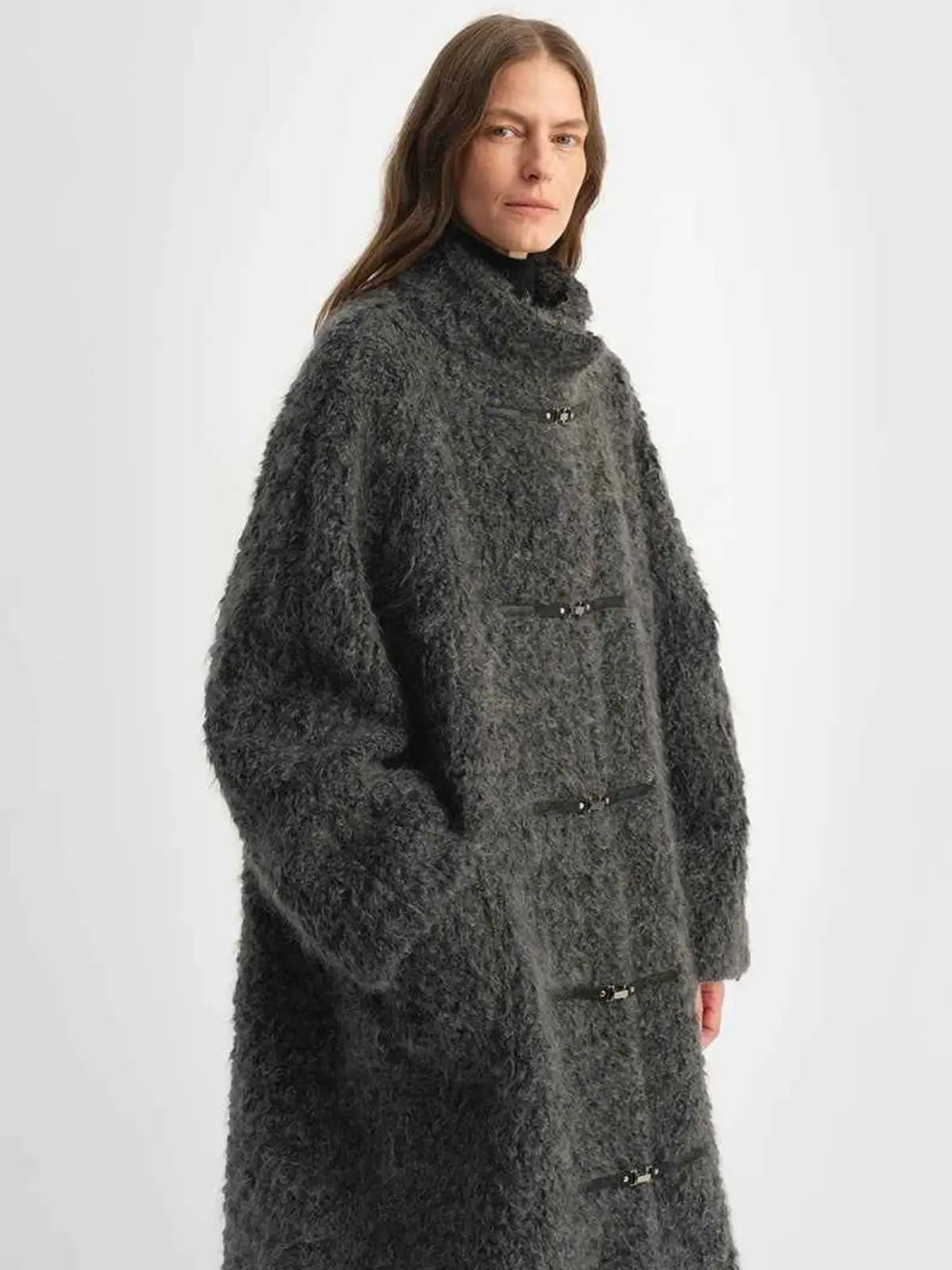 Parisian Affair circle long fur toggle coat product image 06