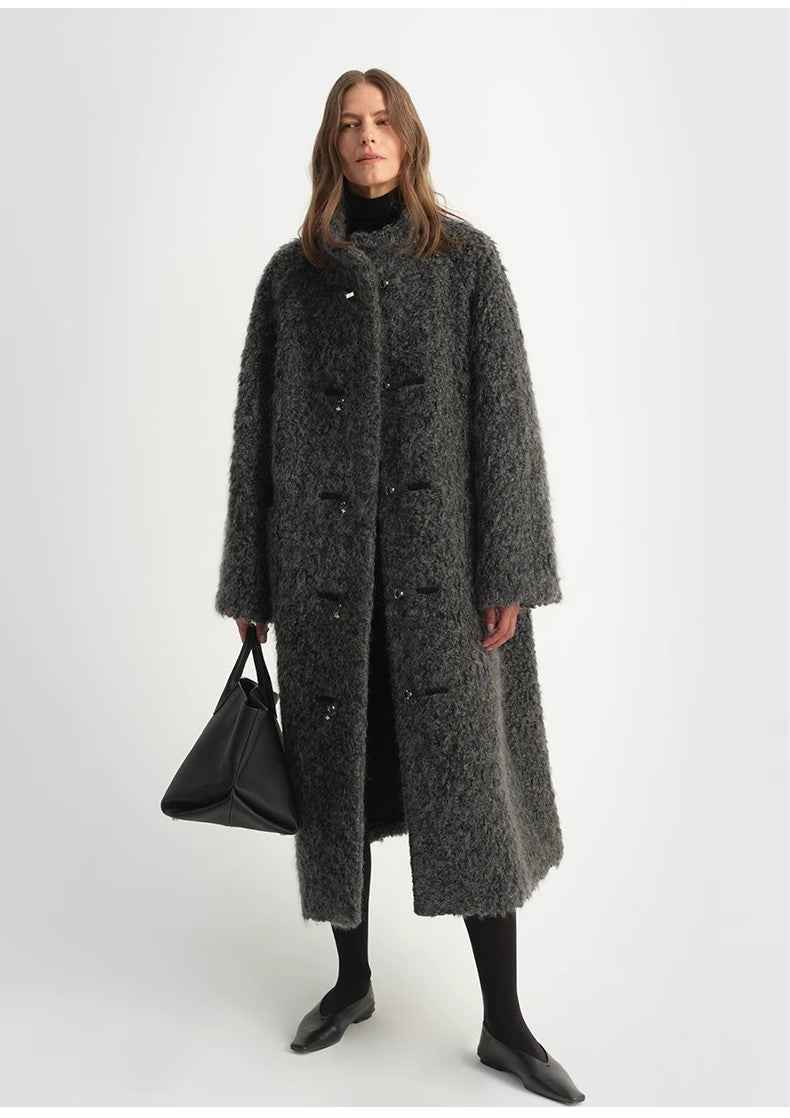 "Parisian Affair"Circle Long Fur Toggle Coat for Women - variant_title