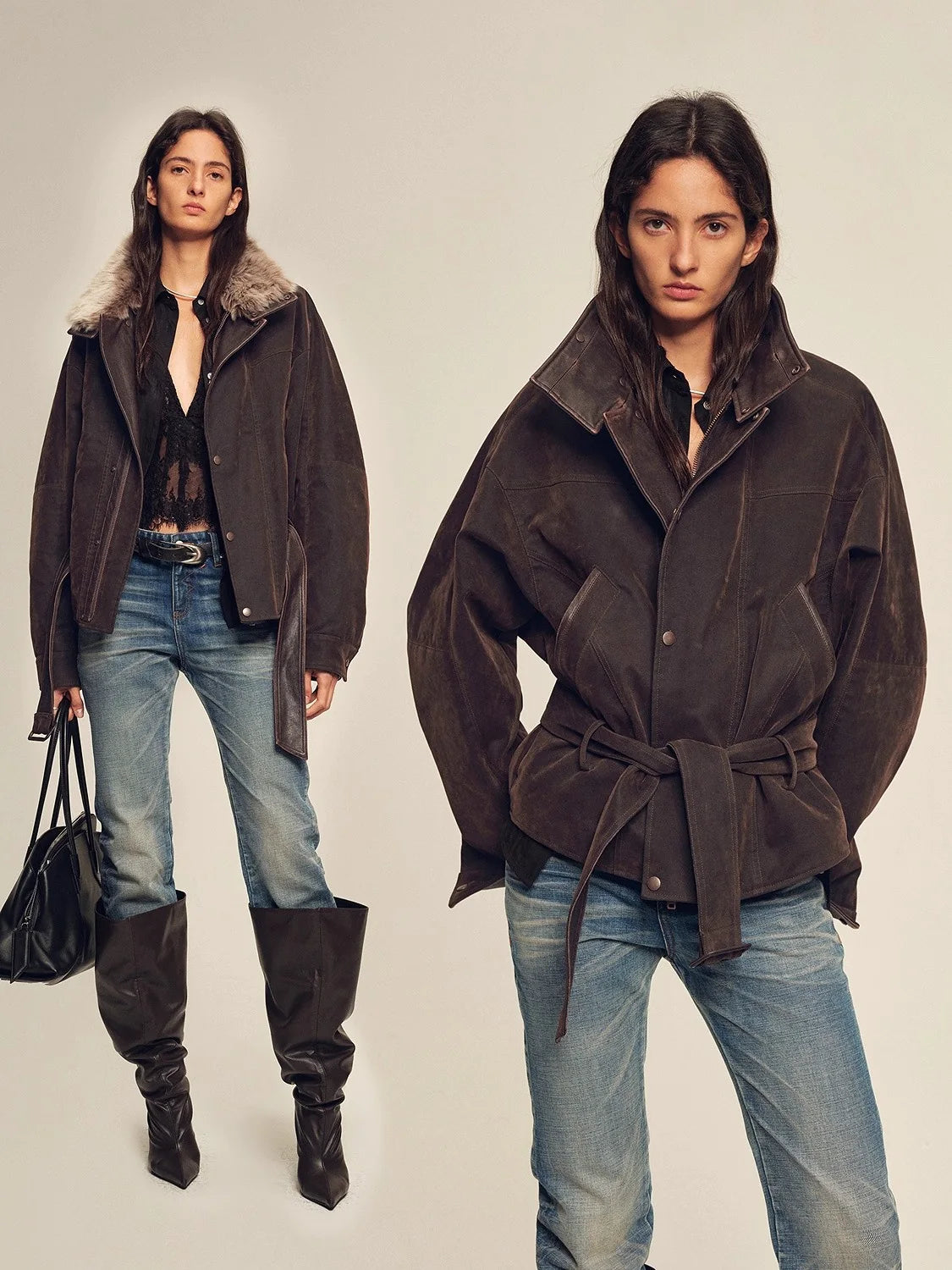 Detachable fur-trim parka collection product image