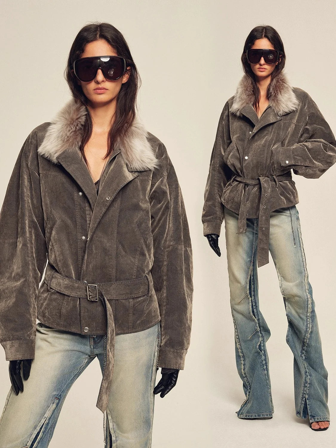 Detachable fur-trim parka collection product image