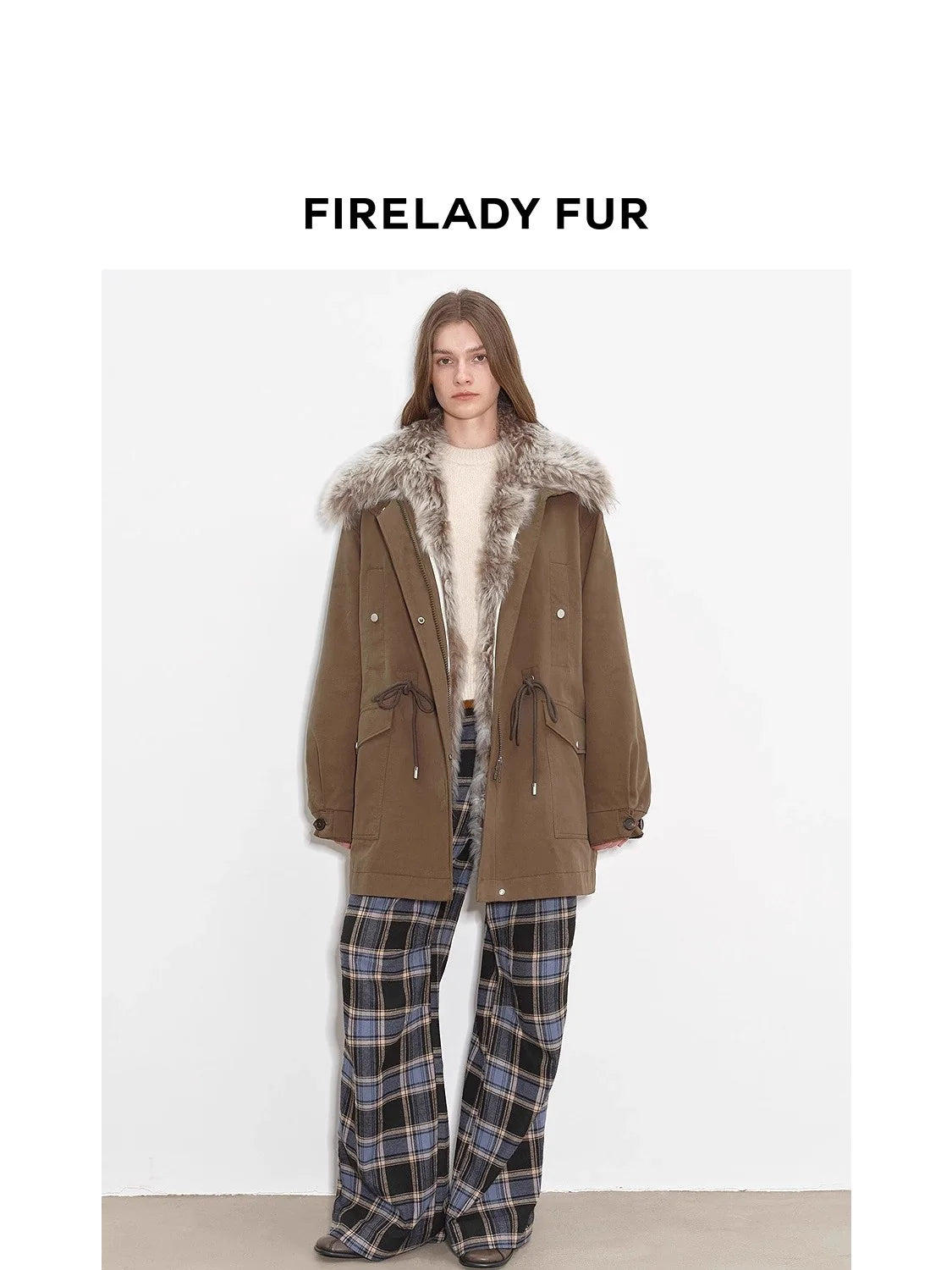 Warm fur-trim parka checked for hood coverage and winter use