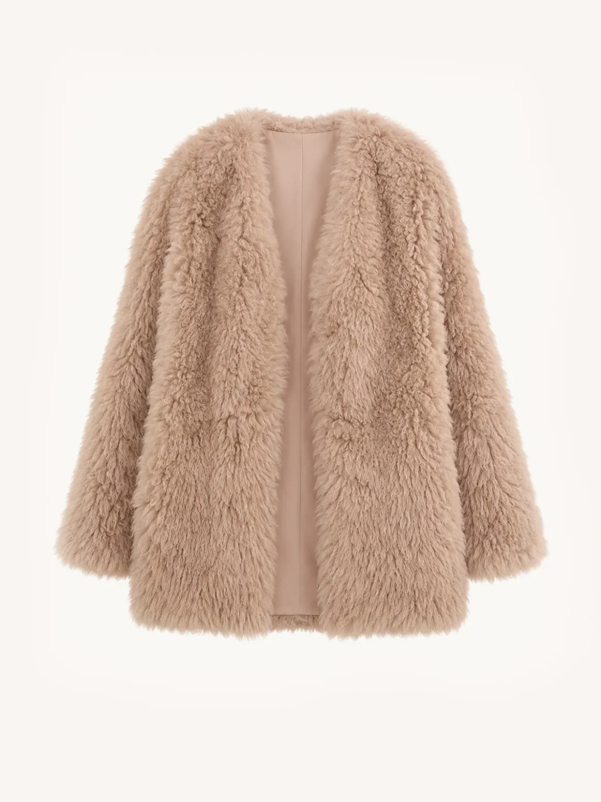 Peach Oolong misty pink Toscana sheepskin winter coat, front product view