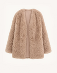 Peach Oolong misty pink Toscana sheepskin winter coat, front product view
