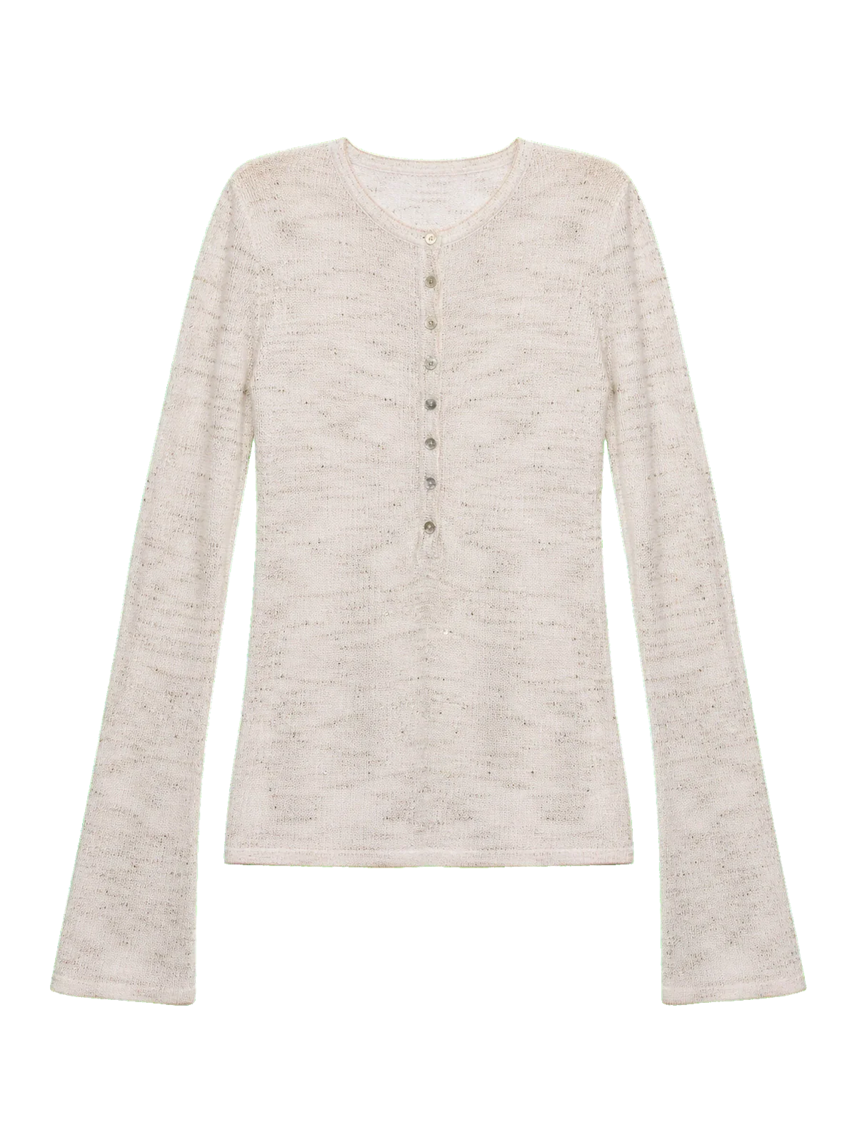 Perry Moonlight Apricot beaded cotton linen knit cardigan product cutout