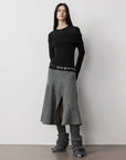 Personalized layered Tencel wool fake two - piece splicing one - shoulder versatile knitted top"Modern Tricks" - variant_title