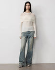 Personalized layered Tencel wool fake two - piece splicing one - shoulder versatile knitted top"Modern Tricks" - variant_title