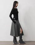 Personalized layered Tencel wool fake two - piece splicing one - shoulder versatile knitted top"Modern Tricks" - variant_title