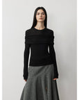 Personalized layered Tencel wool fake two - piece splicing one - shoulder versatile knitted top"Modern Tricks" - variant_title