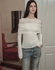 Personalized layered Tencel wool fake two - piece splicing one - shoulder versatile knitted top"Modern Tricks" - variant_title