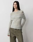 Personalized layered Tencel wool fake two - piece splicing one - shoulder versatile knitted top"Modern Tricks" - variant_title
