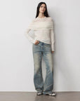 Personalized layered Tencel wool fake two - piece splicing one - shoulder versatile knitted top"Modern Tricks" - variant_title