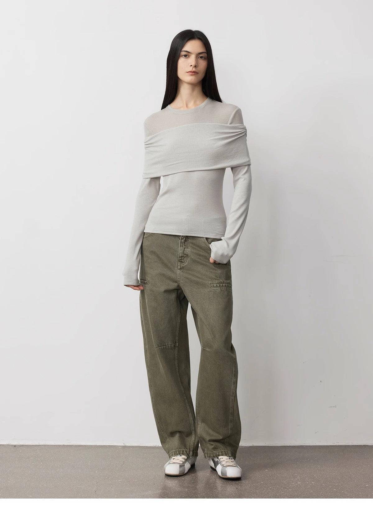 Personalized layered Tencel wool fake two - piece splicing one - shoulder versatile knitted top"Modern Tricks" - variant_title