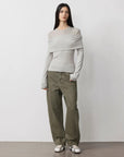 Personalized layered Tencel wool fake two - piece splicing one - shoulder versatile knitted top"Modern Tricks" - variant_title