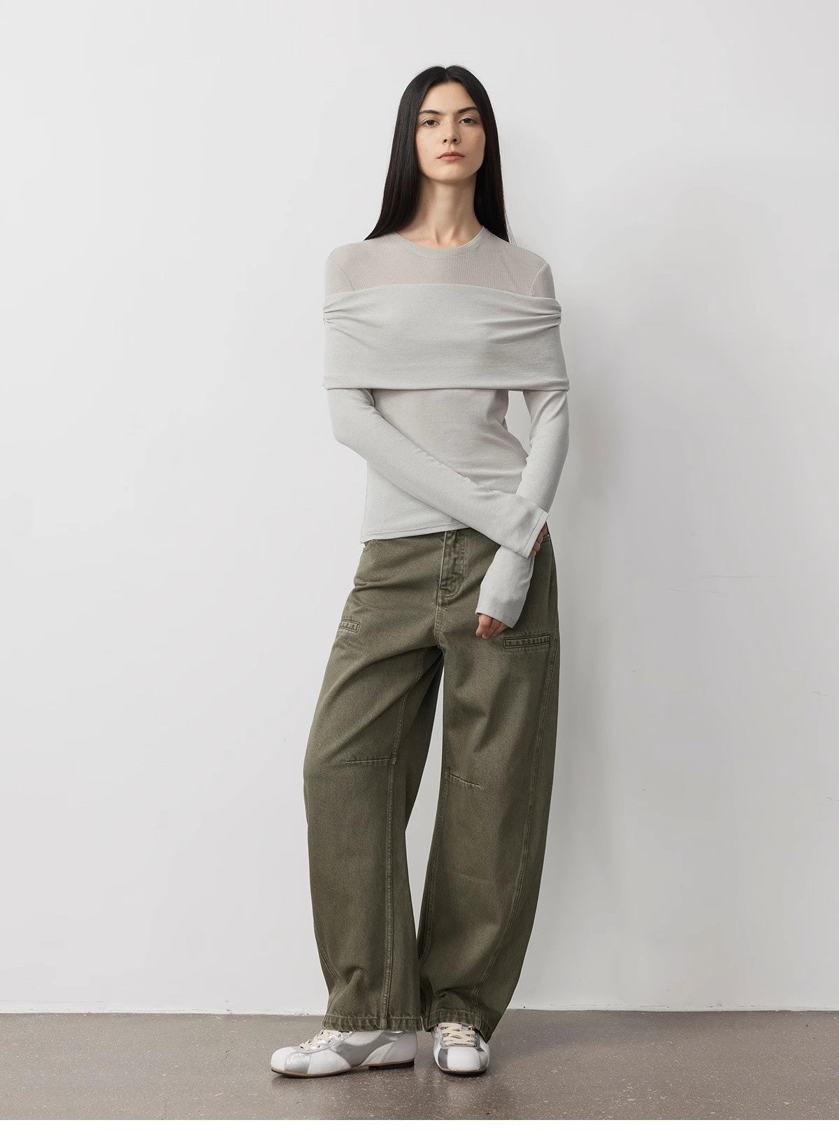 Personalized layered Tencel wool fake two - piece splicing one - shoulder versatile knitted top"Modern Tricks" - variant_title