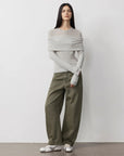 Personalized layered Tencel wool fake two - piece splicing one - shoulder versatile knitted top"Modern Tricks" - variant_title