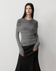 Personalized layered Tencel wool fake two - piece splicing one - shoulder versatile knitted top"Modern Tricks" - variant_title