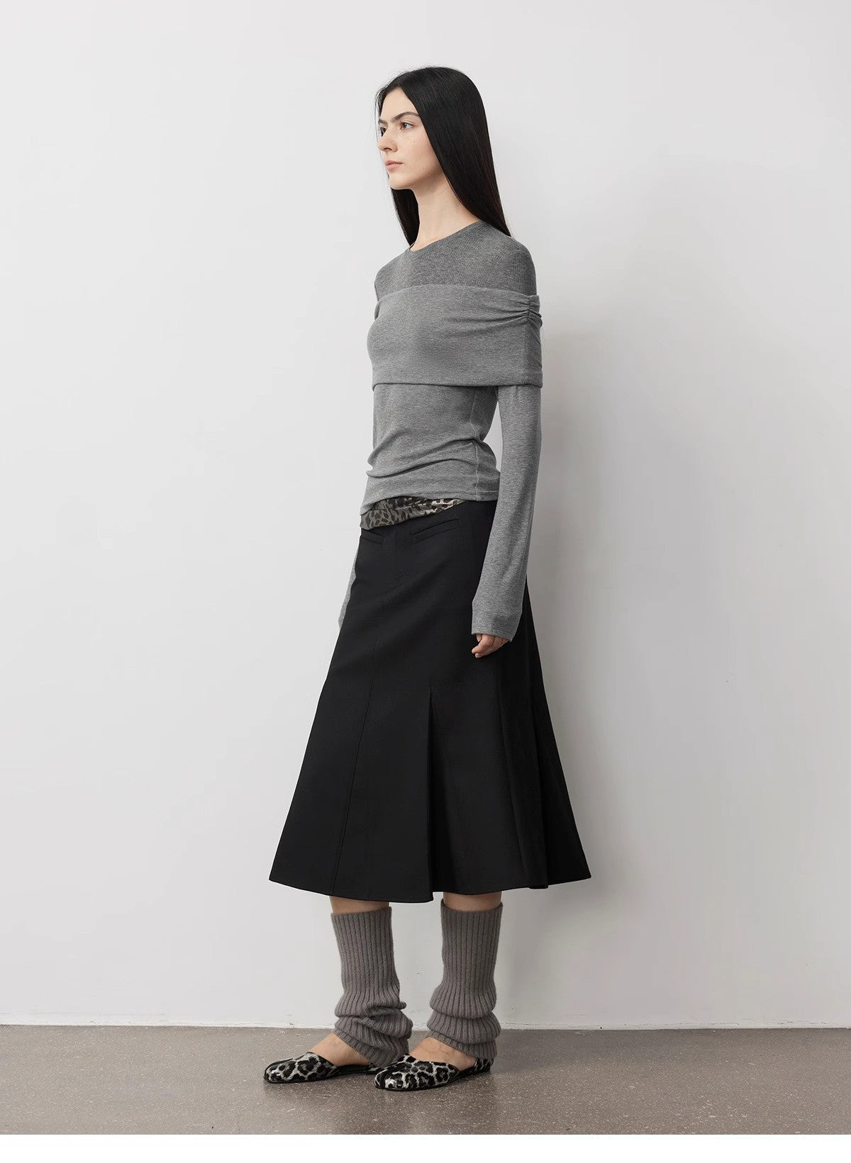 Personalized layered Tencel wool fake two - piece splicing one - shoulder versatile knitted top"Modern Tricks" - variant_title