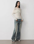 Personalized layered Tencel wool fake two - piece splicing one - shoulder versatile knitted top"Modern Tricks" - variant_title