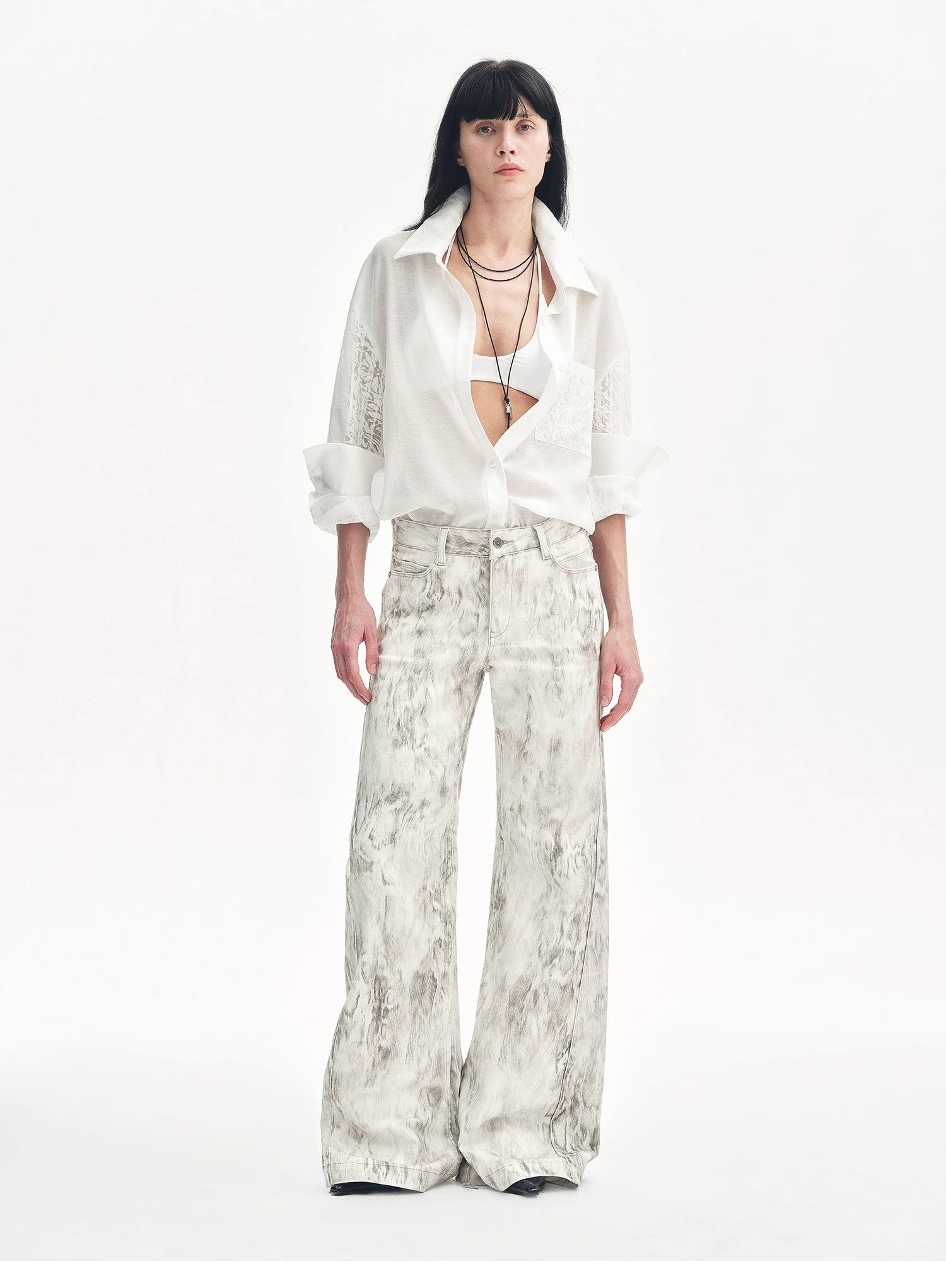 "Phantom" original snake print flared denim trousers - variant_title