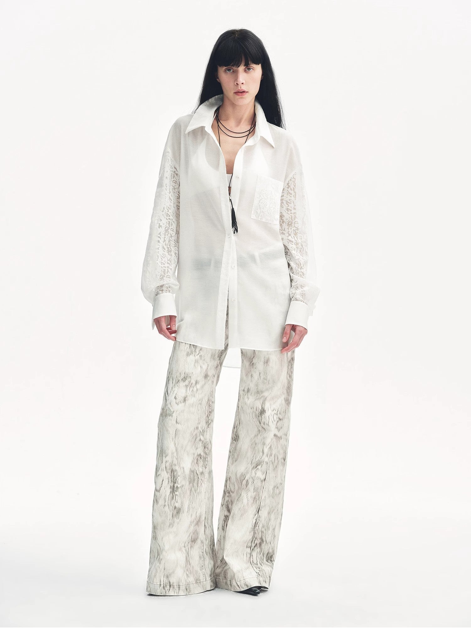 "Phantom" original snake print flared denim trousers - variant_title