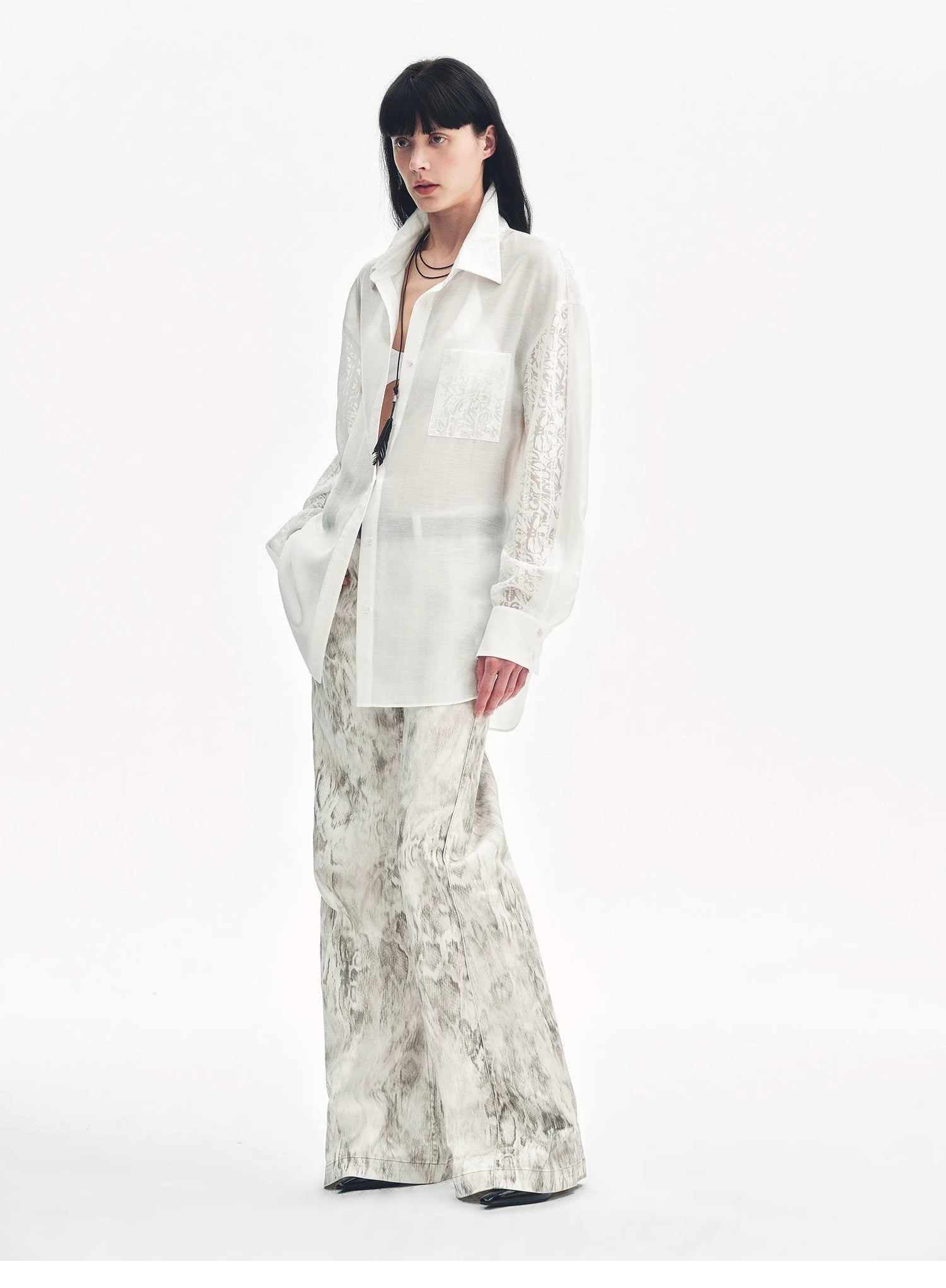 "Phantom" original snake print flared denim trousers - variant_title