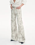 "Phantom" original snake print flared denim trousers - variant_title