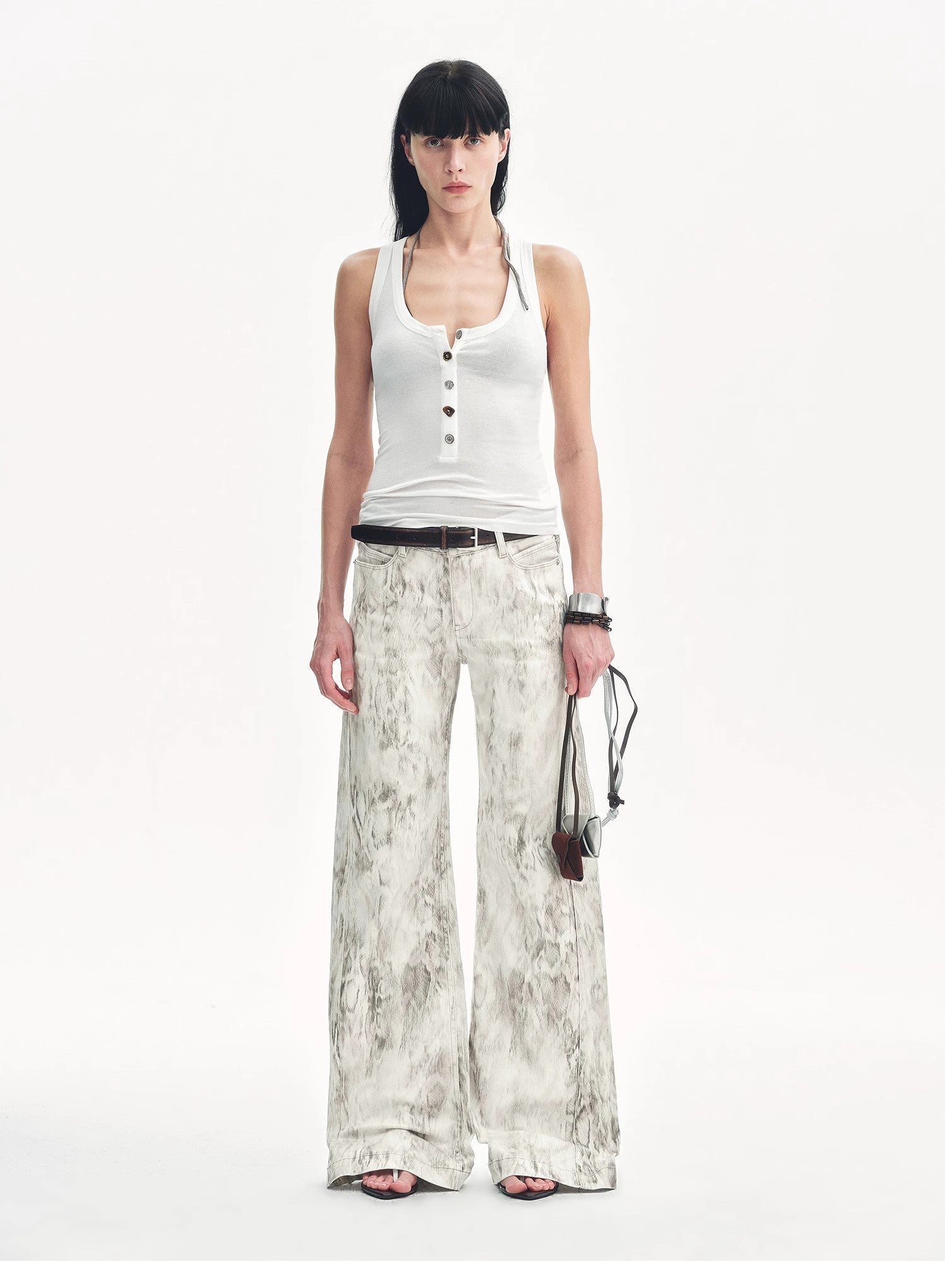 "Phantom" original snake print flared denim trousers - variant_title
