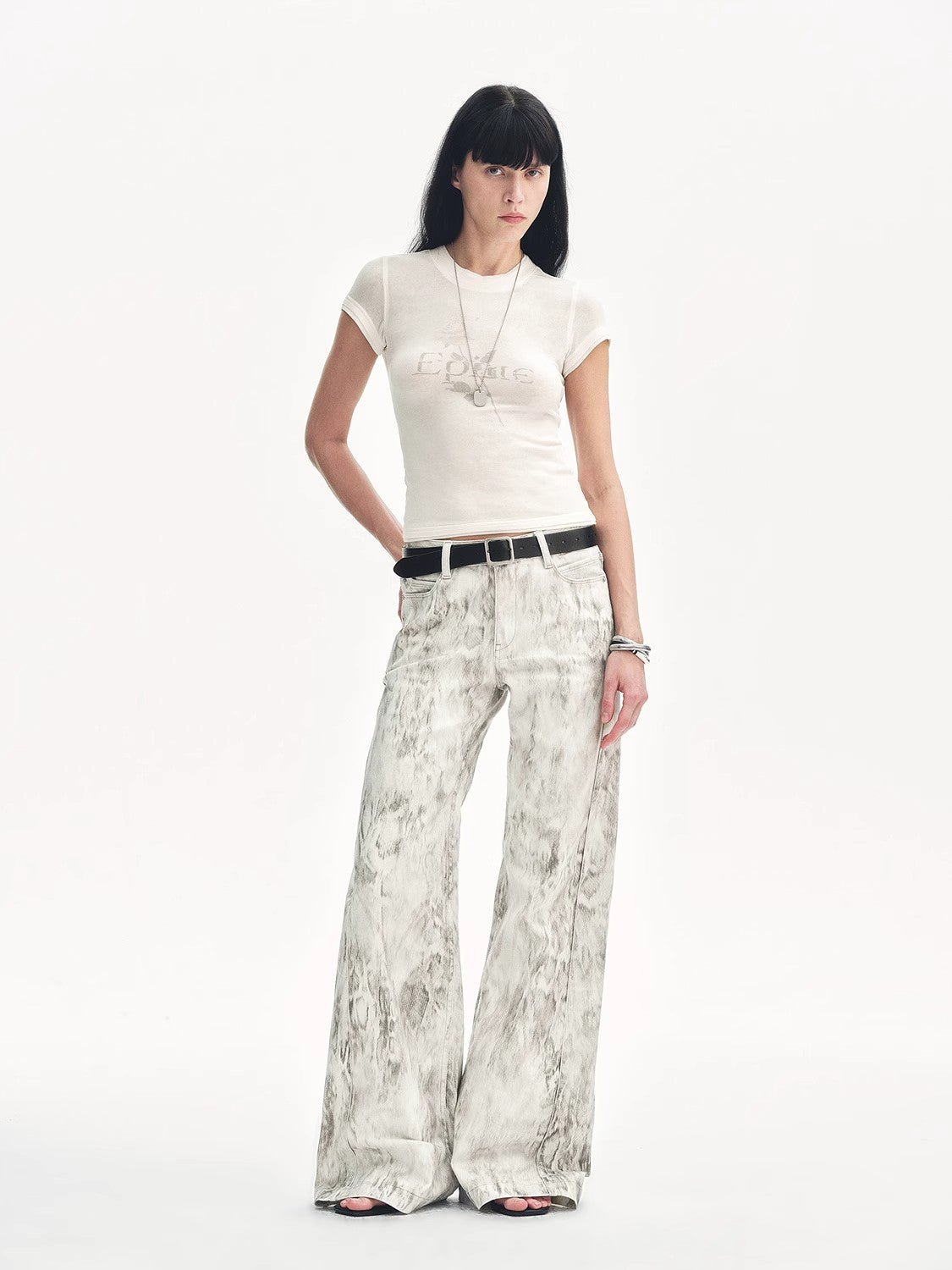 "Phantom" original snake print flared denim trousers - variant_title