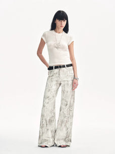 "Phantom" original snake print flared denim trousers - variant_title
