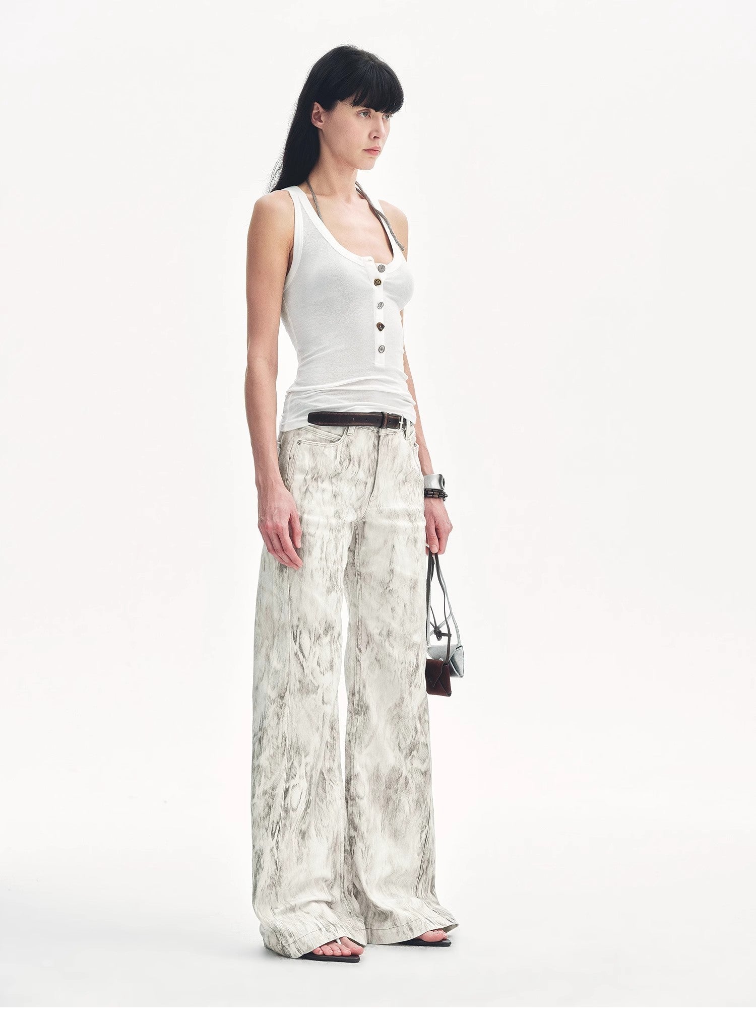 "Phantom" original snake print flared denim trousers - variant_title