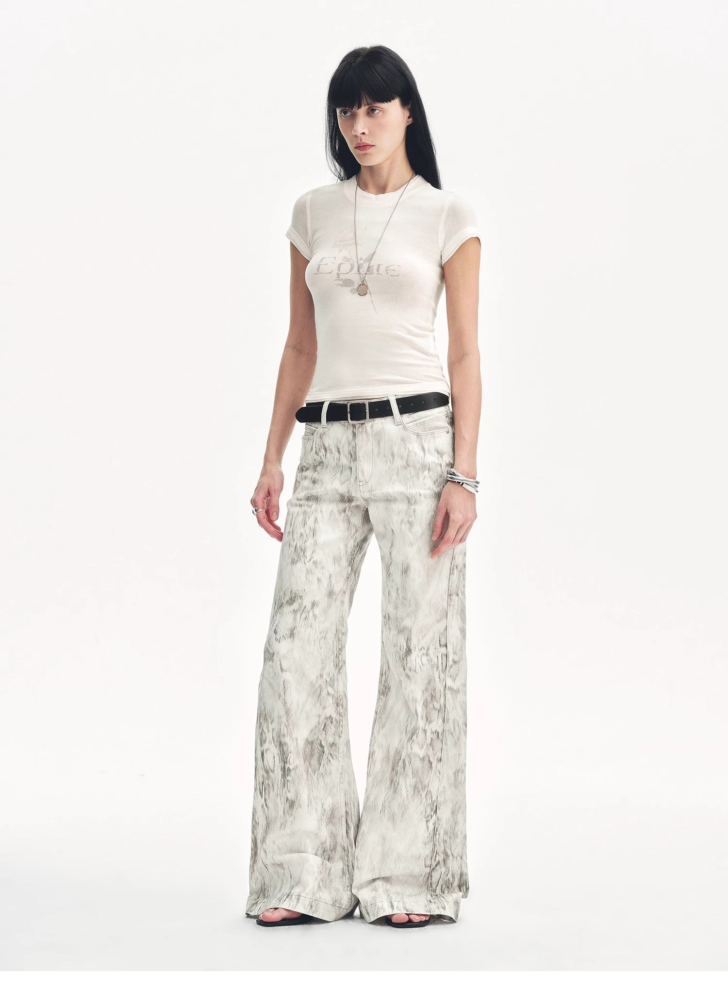"Phantom" original snake print flared denim trousers - variant_title