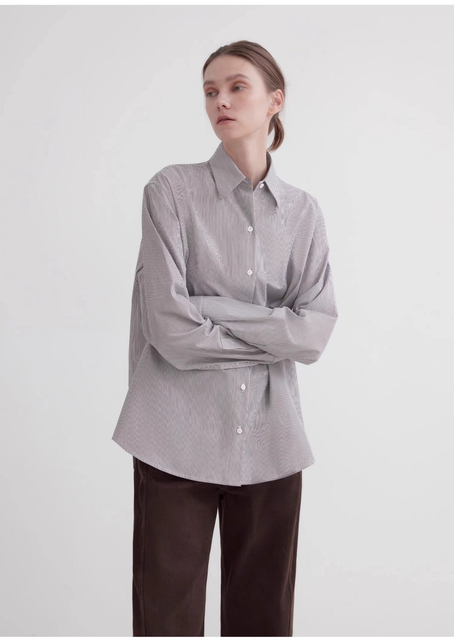 Plaid shirt commuting inner top high - end long - sleeved "Independence Song" - variant_title