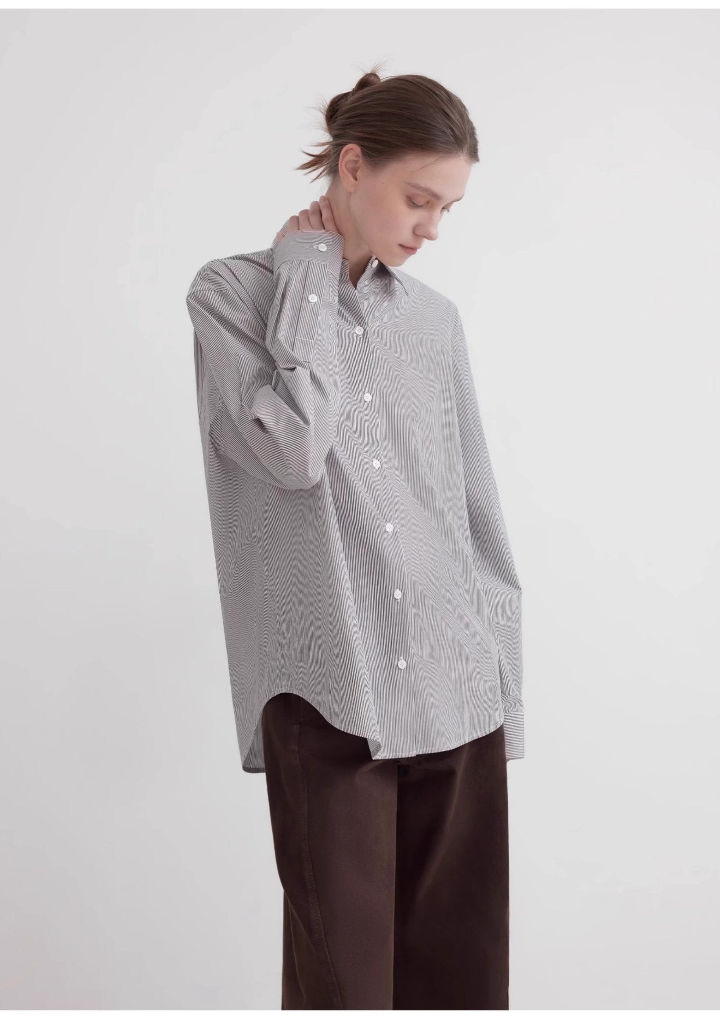 Plaid shirt commuting inner top high - end long - sleeved "Independence Song" - variant_title