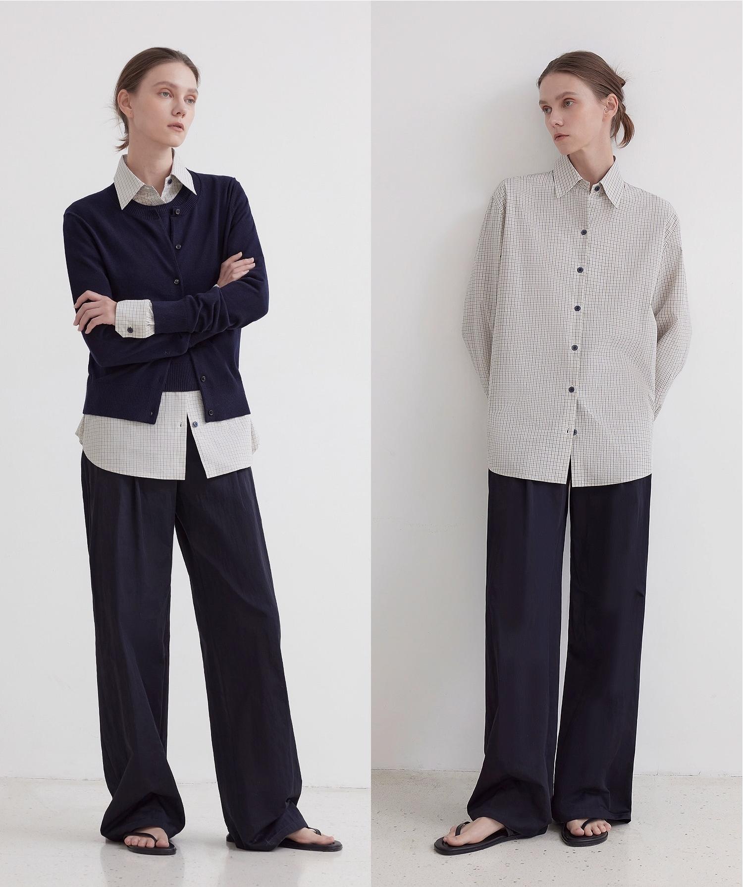 Plaid shirt commuting inner top high - end long - sleeved "Independence Song" - variant_title