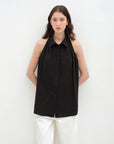 "Poland Island" imported pure cotton stand - up collar sleeveless striped shirt temperament top for women - variant_title