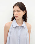 "Poland Island" imported pure cotton stand - up collar sleeveless striped shirt temperament top for women - variant_title