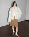 Polar Snow Casual Handmade Swoosh Printed Stand Up Lapel Fox Fur Coat - variant_title