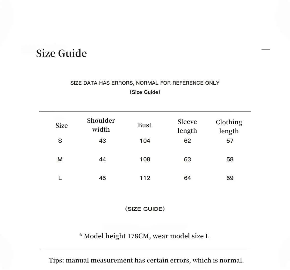Polar Snow fox fur coat size guide for S, M and L