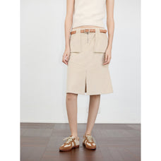 "Postcard Memory" Retro corduroy design front slit workwear fishtail skirt - variant_title