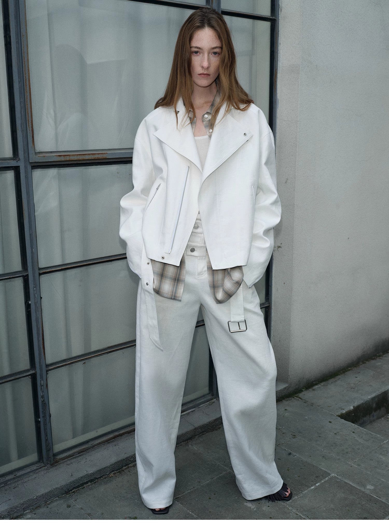 Practical personality linen draped trapezoidal jacket"Modern Past" - variant_title