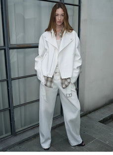 Practical personality linen draped trapezoidal jacket"Modern Past" - variant_title