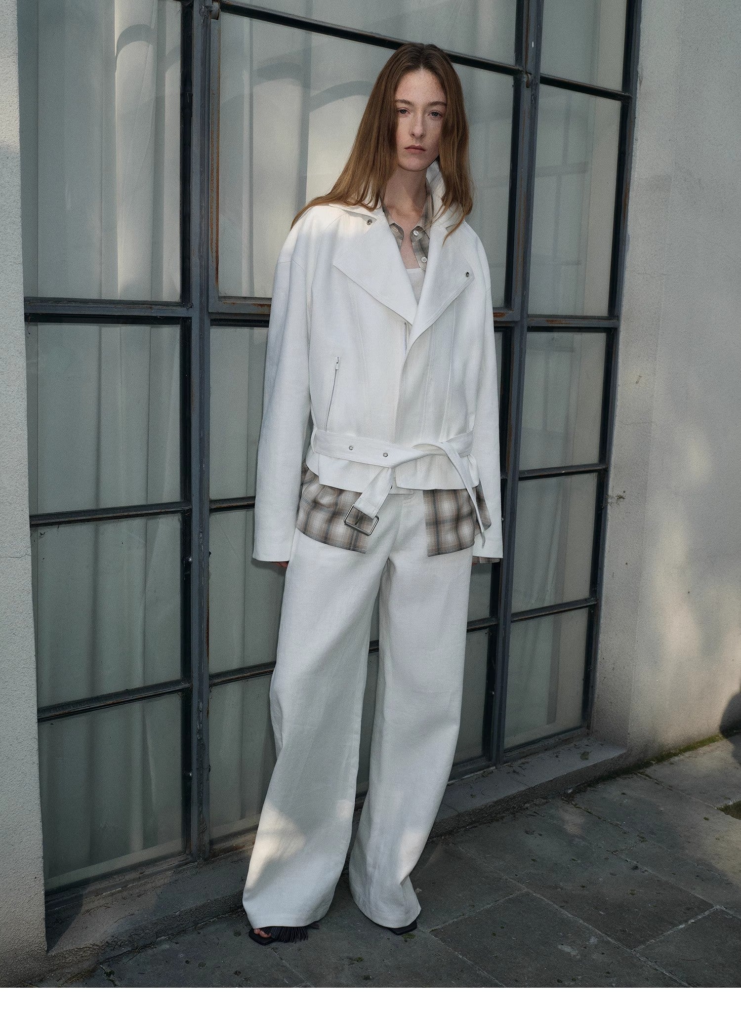 Practical personality linen draped trapezoidal jacket"Modern Past" - variant_title