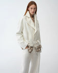 Practical personality linen draped trapezoidal jacket"Modern Past" - variant_title
