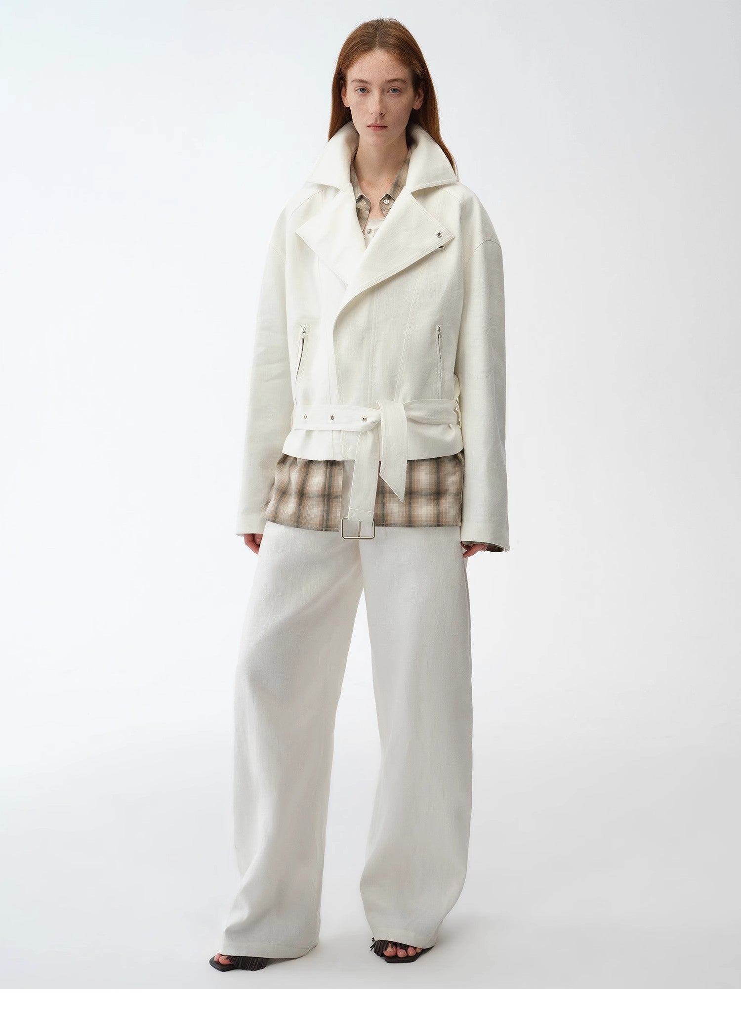Practical personality linen draped trapezoidal jacket"Modern Past" - variant_title