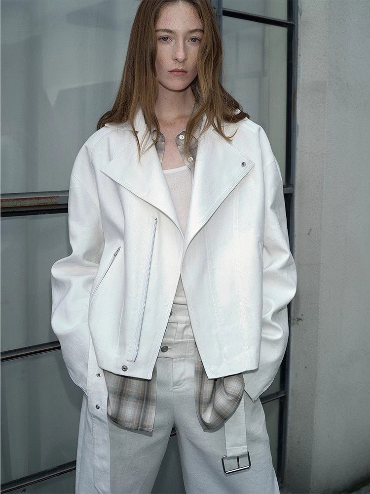 Practical personality linen draped trapezoidal jacket"Modern Past" - variant_title