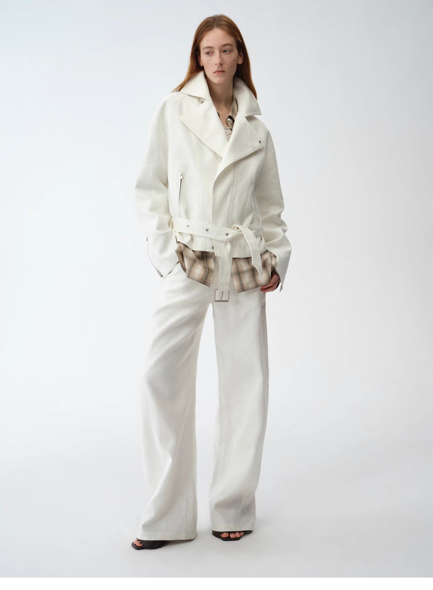 Practical personality linen draped trapezoidal jacket"Modern Past" - variant_title