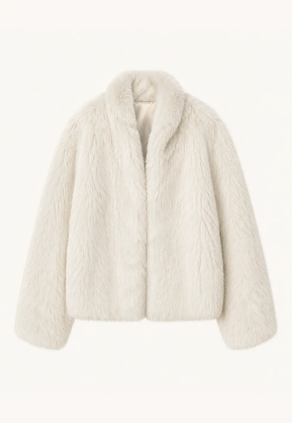 Practical Wearism cream white drop-shoulder Toscana sheepskin coat, front product view