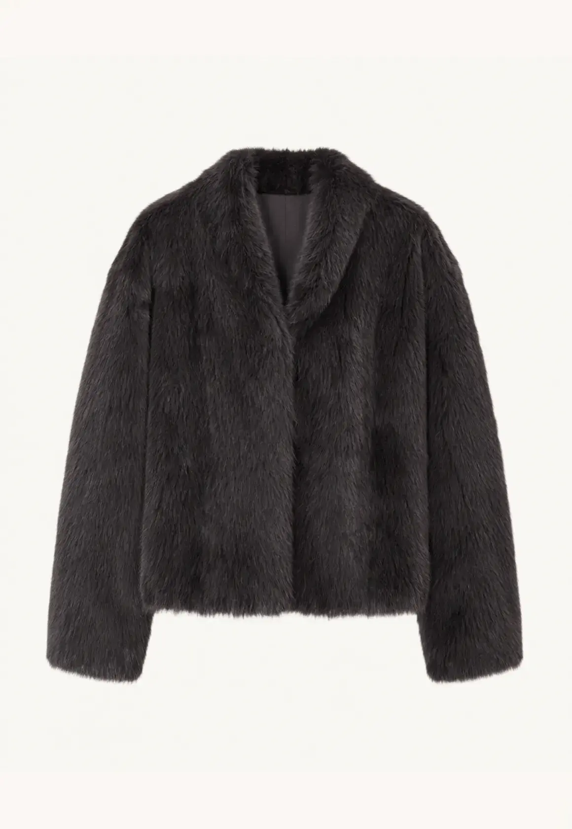 Practical Wearism ink gray drop-shoulder Toscana sheepskin coat, front product view