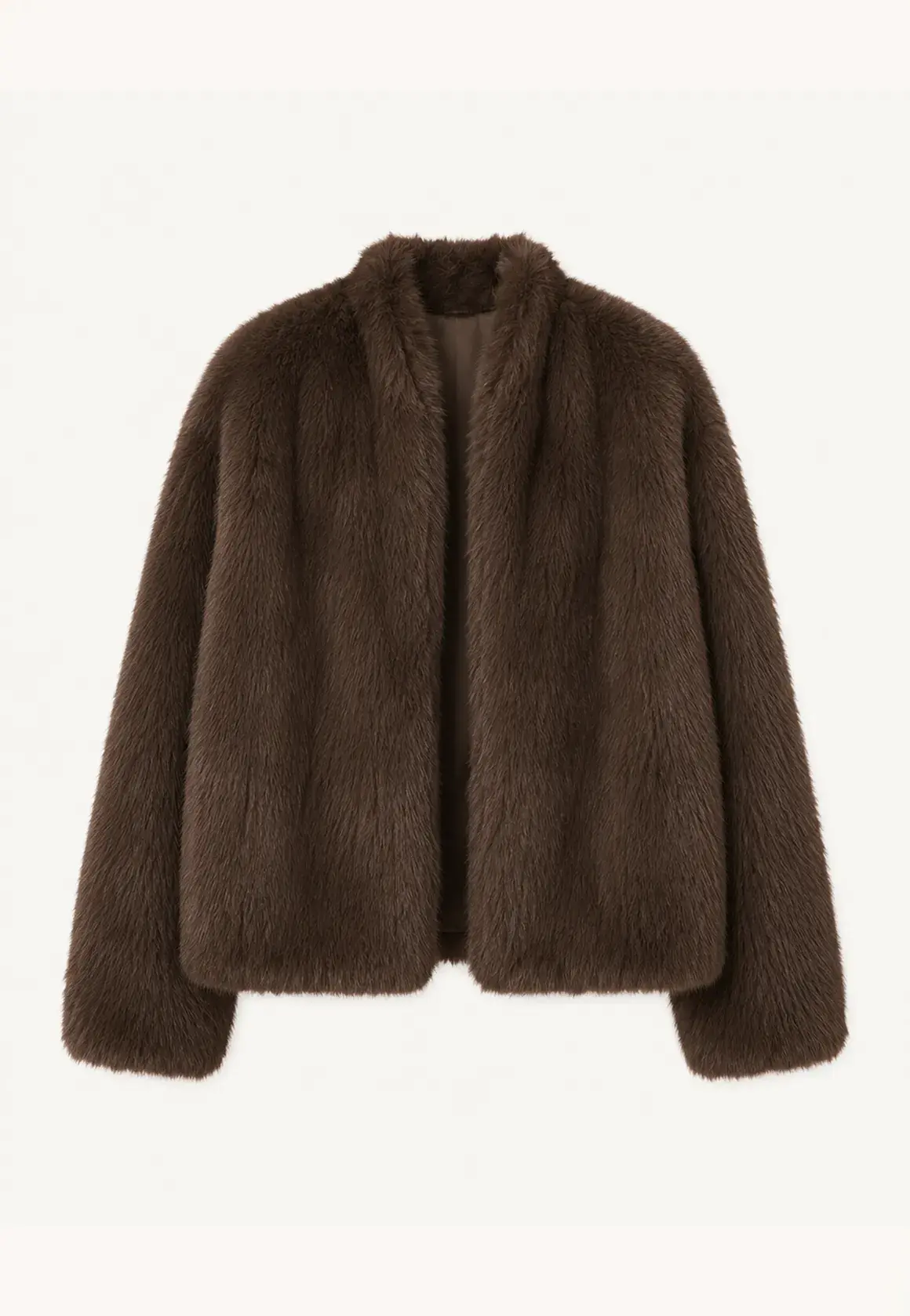 Practical Wearism mocha brown drop-shoulder Toscana sheepskin coat, front product view