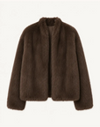 Practical Wearism mocha brown drop-shoulder Toscana sheepskin coat, front product view
